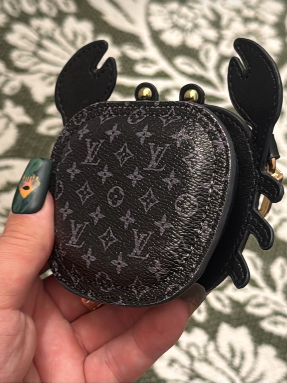 Monogram Crab Coin Pouch with Gold Accents